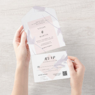 Elegante Violettfarbenprägung All In One Einladung