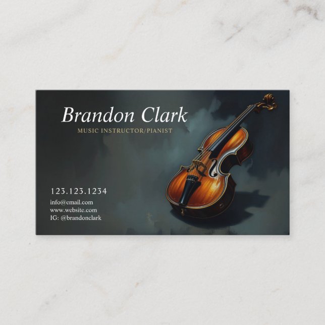 Elegante Violine auf Dark Background Musician Visitenkarte (Vorderseite)