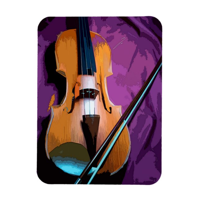 Elegante Violine auf Lila Seidenmagnet Magnet (Vertikal)