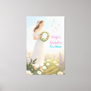 Elegante Virgo Zodiac Celestial Floral Wallfahrtsk Leinwanddruck