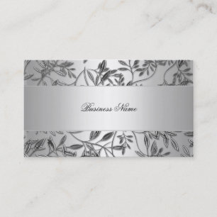 Elegante Visitenkarte Floral Silver Plaque