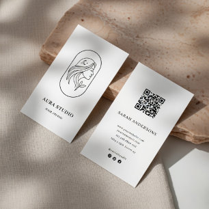 Elegante Visitenkarte für Friseure mit QR-Code
