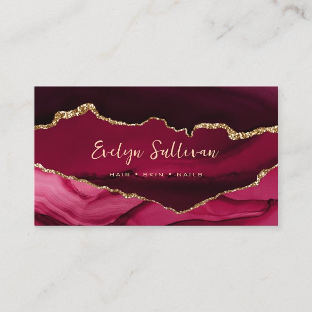 elegante Visitenkarte für Magenta und Gold (Vorderseite)