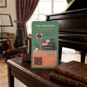 Elegante Visitenkarte für Musikschule mit Klavier
