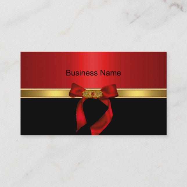 Elegante Visitenkarte Gold Red Gold Juwel Bow (Vorderseite)