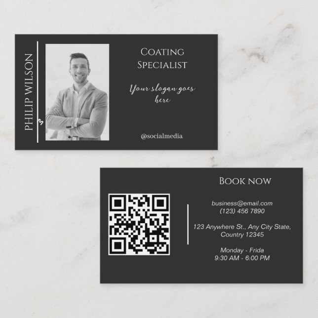 Elegante Visitenkarte mit QR Code und Foto (Vorne/Hinten)