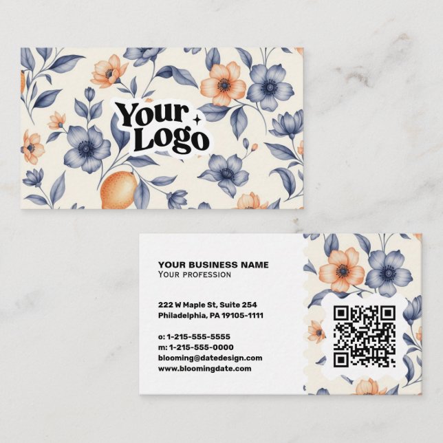 Elegante Visitenkarte – QR-Code & Logo (Vorne/Hinten)