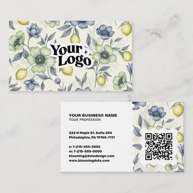 Elegante Visitenkarte – QR-Code & Logo (Vorne/Hinten)