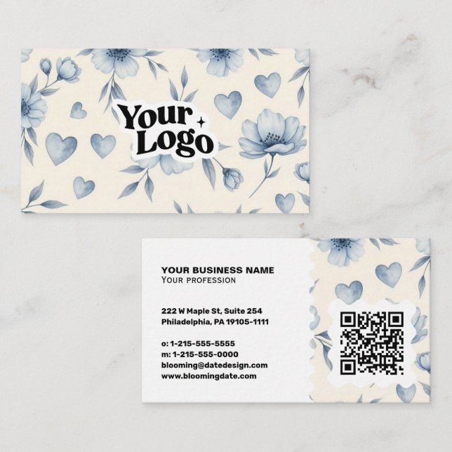 Elegante Visitenkarte – QR-Code & Logo (Vorne/Hinten)