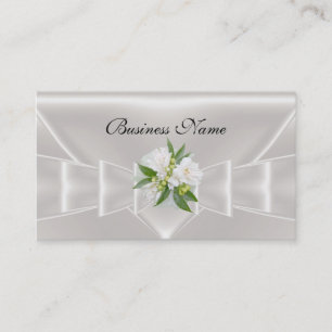 Elegante Visitenkarte Weiße Seidene Floralschleife