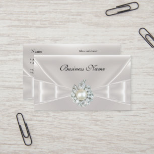 Elegante Visitenkarte Weiße Seidenschleife Juwel