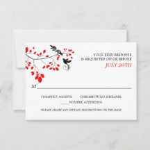 Elegante Vögel auf der Baumzweig Rot und Schwarz U