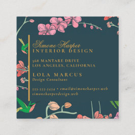 Elegante Vögel & Botanische Square Business Card Quadratische Visitenkarte