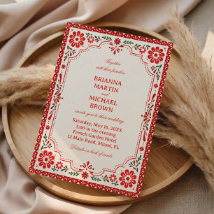 Elegante volkstümliche botanische Vintage-Mexikani Einladung