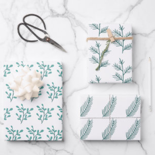 Elegante, von Hand gezeichnet Branches Weihnachten Geschenkpapier Set