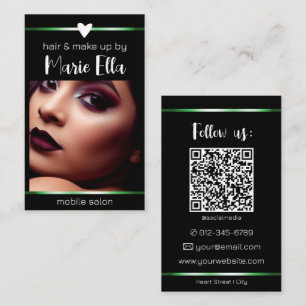 Elegante Vorlage für den QR-Foto in schwarz grünen Visitenkarte