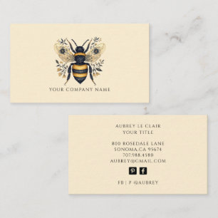 Elegante Vorlage für ein botanisches Bienen-Logo Visitenkarte