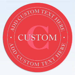 Elegante Vorlage für zirkulären Text editable Red  Etiketten