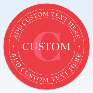 Elegante Vorlage für zirkulären Text editable Red  Etiketten