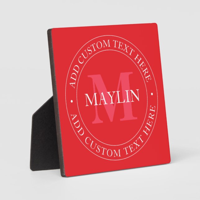 Elegante Vorlage für zirkulären Text editable Red  Fotoplatte (Vorderseite)