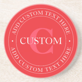 Elegante Vorlage für zirkulären Text editable Red  Getränkeuntersetzer