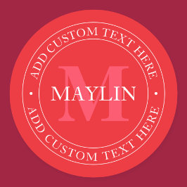 Elegante Vorlage für zirkulären Text editable Red  Runder Aufkleber