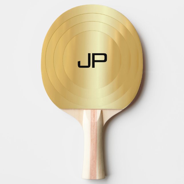 Elegante Vorlage Glamouröser Gold-Look Monogramm Tischtennis Schläger (Vorderseite)