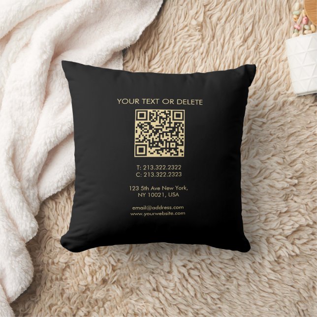 Elegante Vorlage Moderner QR Code Schwarz und Gold Kissen (Decke)