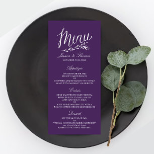Elegante Vorlagen mit Lila und weißen Hochzeitsmen Werbekarte