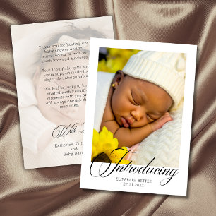Elegante Vorstellungs-Foto-Baby-Shower-Dankeskarte Dankeskarte