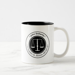 Elegante Waage der Justiz Anwaltskanzlei Zweifarbige Tasse