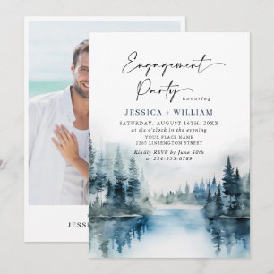 Elegante Wald-Hochzeitsankündigung Foto Einladung