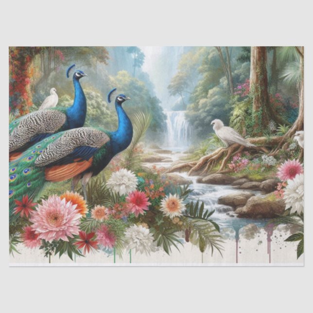 Elegante Waldpfade mit Blume Seidenpapier (Vorderseite)