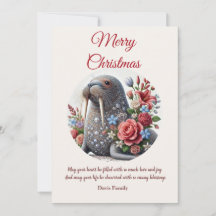 Elégante Walrus Joyeux Noël Carte de vacances