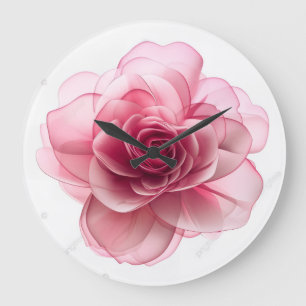 Elegante Wanduhr mit rosafarbenen Blumen – Florale