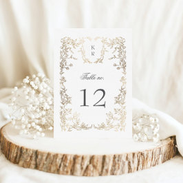 Elegante Wappen Floral Wedding Tischnummer