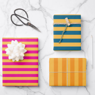 Elegante, warme, gelbe, rosa, blaue und orangefarb geschenkpapier set