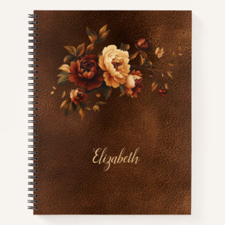 Elegante warme Herbstblumen personalisiert Notizbuch