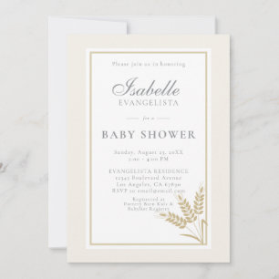 Elegante warme Leinen-Weizen-Baby-Shower-Einladung