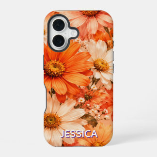 Elegante warme orange Gänseblümchen iPhone 16 Hülle