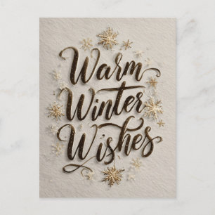 Elegante "Warme Winterwünsche"-Kalligrafie mit Gol Feiertagspostkarte