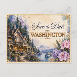 Elegante Washington Save-the-Date-Hochzeits-Einlad Postkarte