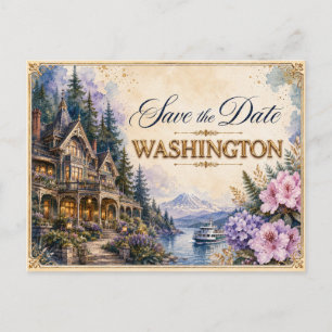 Elegante Washington Save-the-Date-Hochzeits-Einlad Postkarte