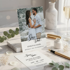 Elegante Wasserfall-Foto-Save-the-Date-Karte Einladung