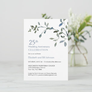 Elegante Wasserfarbe 25. Hochzeitstag Einladung