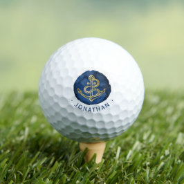 Elegante Wasserfarbe Anchor Nautical Name Navy Bla Golfball