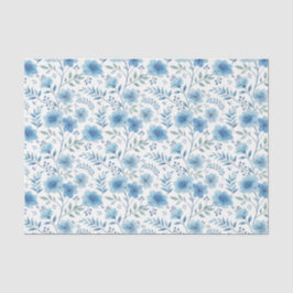Elegante Wasserfarbe Blaue Blumen Decoupage Seidenpapier