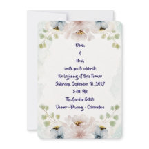 Elegante Wasserfarbe Blaue Blumige Hochzeitseinlad