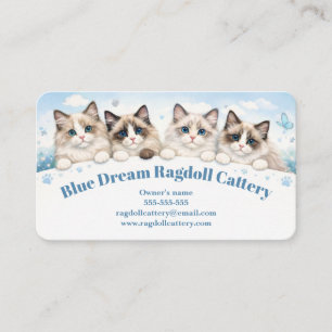 Elegante Wasserfarbe Blaue Traum-Ragdoll-Zucht Visitenkarte