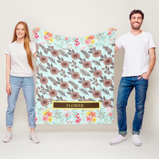 Elegante Wasserfarbe Blume anpassen Fleecedecke (Beispiel)